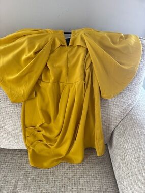 DO+BE Mustard Yellow Mini Dress with Dramatic Sleeves